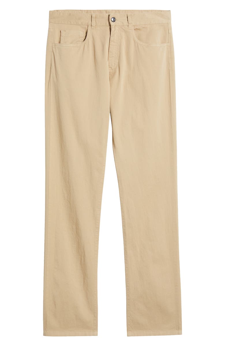 Canali Regular Fit 5-Pocket Cotton Stretch Twill Pants, Alternate, color, Beige