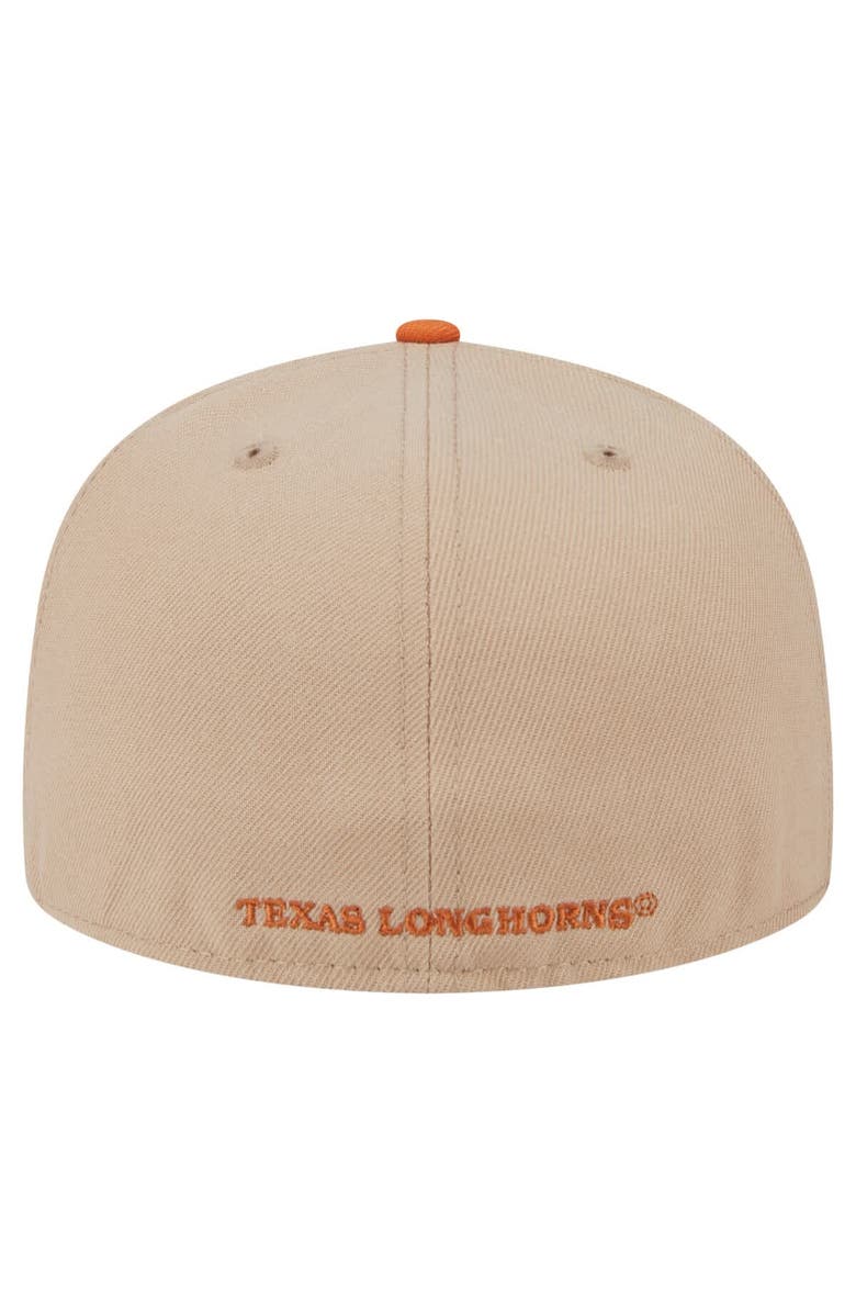 New Era Men's New Era Khaki Texas Longhorns Throwback Two-Tone 59FIFTY Fitted Hat, Alternate, color, Khaki