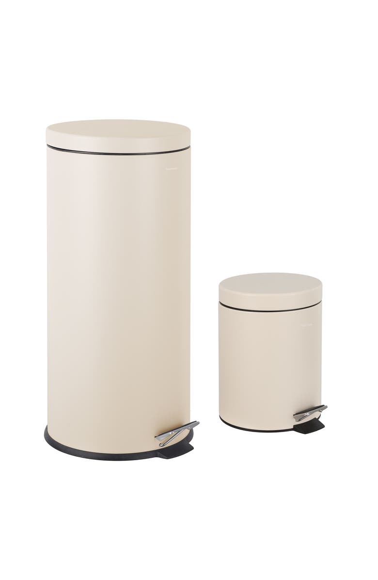 HAPPIMESS Oscar 8-Gallon Step-Open Trash Can with FREE Mini Trash Can, Main, color, Limestone Beige