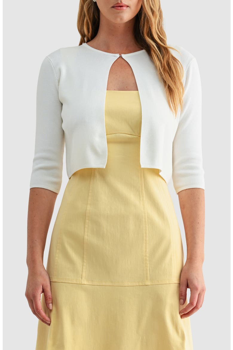 Three-Quarter Sleeve Crop Bolero, Main, color, CREAM