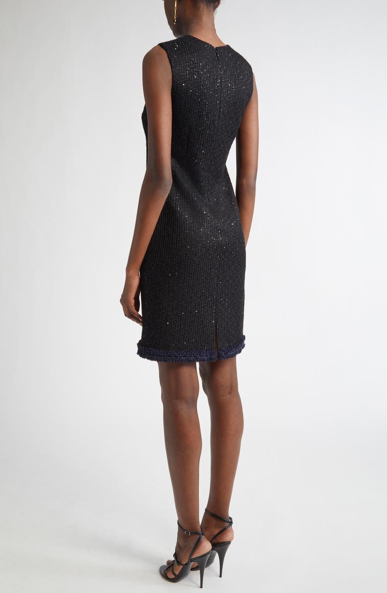 ST. JOHN Sequin Tweed Knit Sleeveless Dress, Alternate, color, Black/ Navy