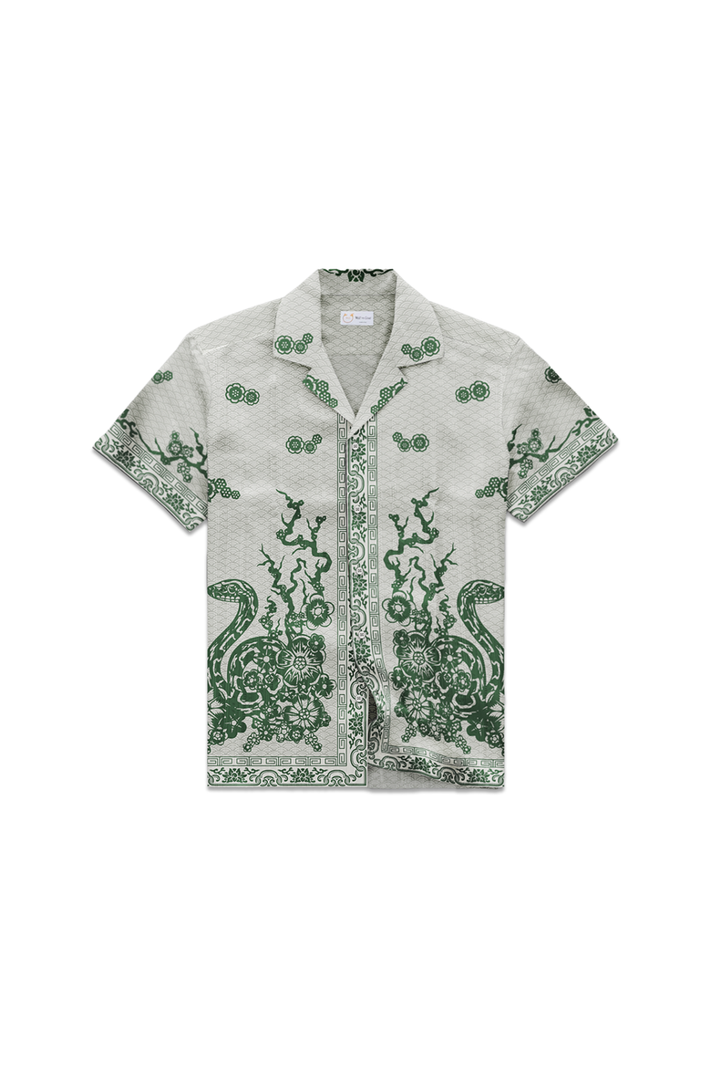 Wolf Vs. Goat (WvG) Silk Bowling Shirt, Main, color, Green