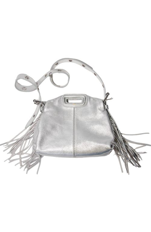 Maje Metallic Leather Miss M Mini Bag In Silver