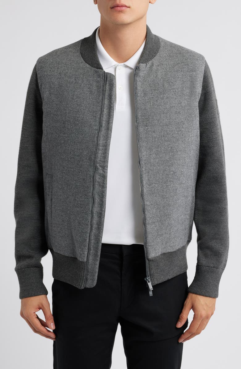 BOSS Eflano Zip-Up Crewneck Sweatshirt, Main, color,