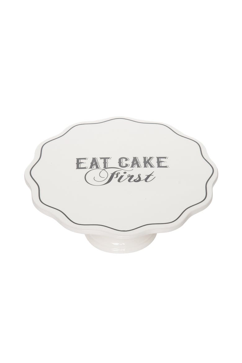 Eat Cake First Cer Pedestal Ceramic White, Main, color, White