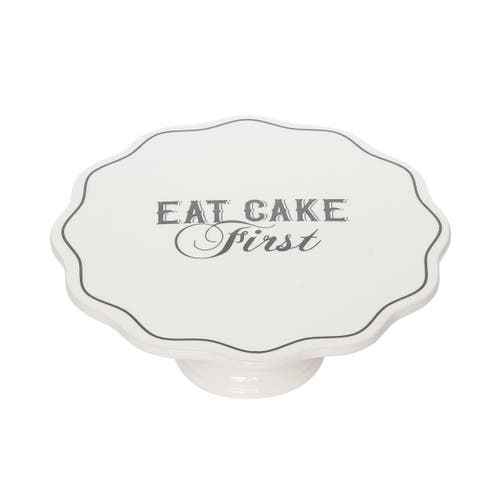 Totalee Gift Eat Cake First Cer Pedestal Ceramic White