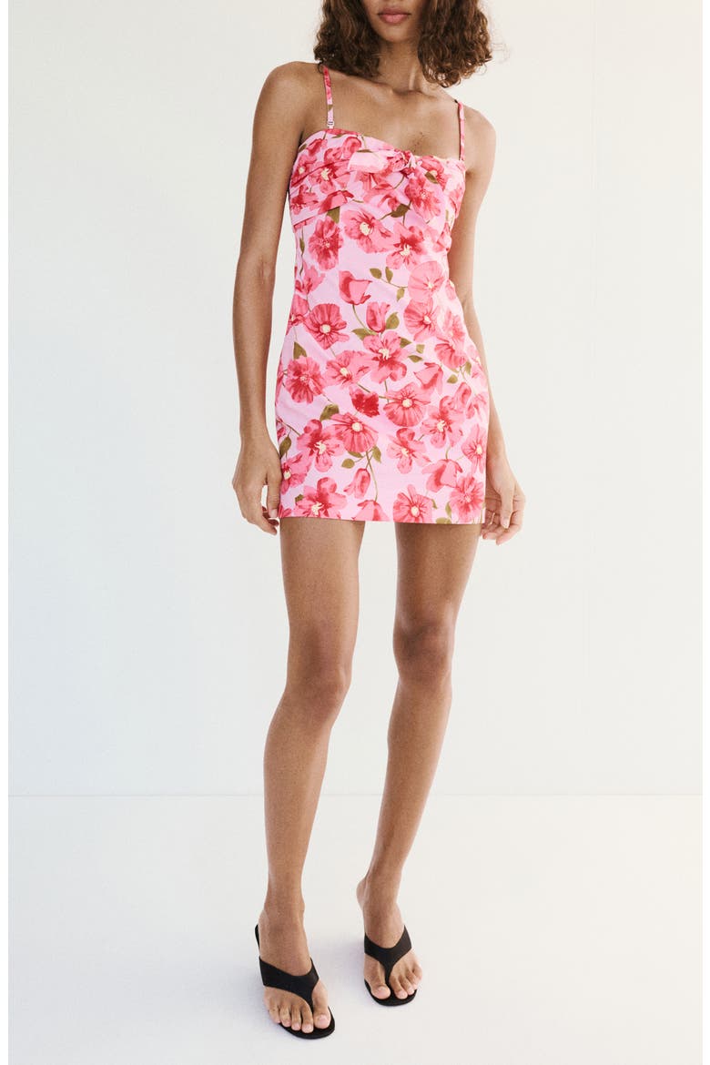 Bow Floral Cotton Dress, Main, color, FUCHSIA
