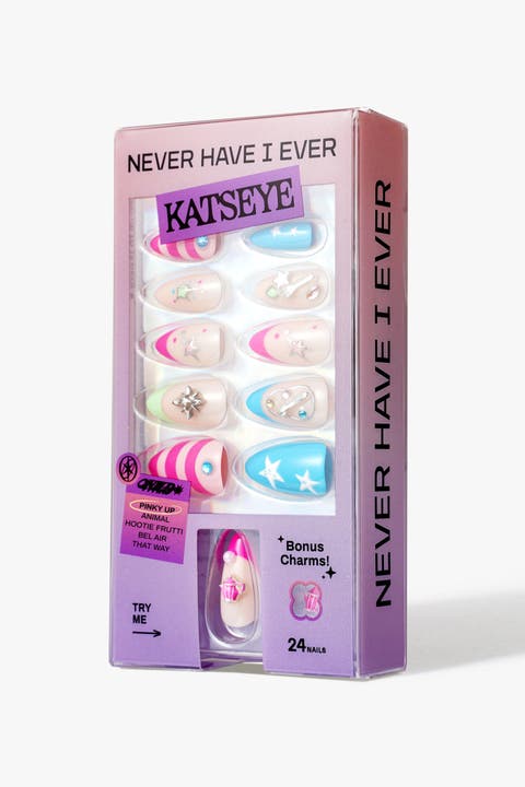 Katseye Pinky Up Almond Press On Nails