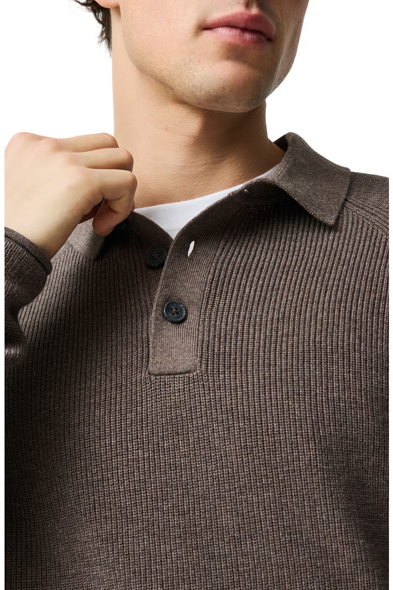 Eastern Bush Long Sleeve Cotton Rib Polo Sweater, Alternate, color, SABLE