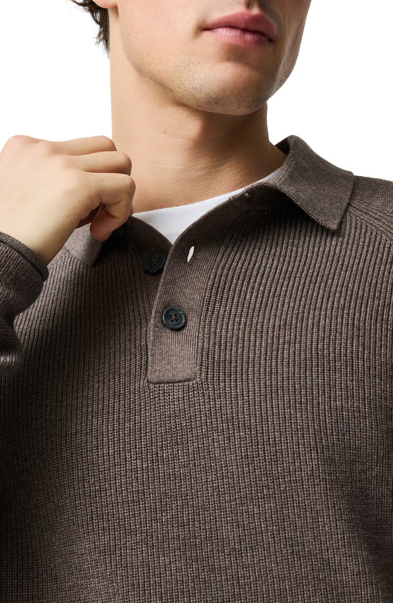 Rodd & Gunn Eastern Bush Long Sleeve Cotton Rib Polo Sweater, Alternate, color, Sable