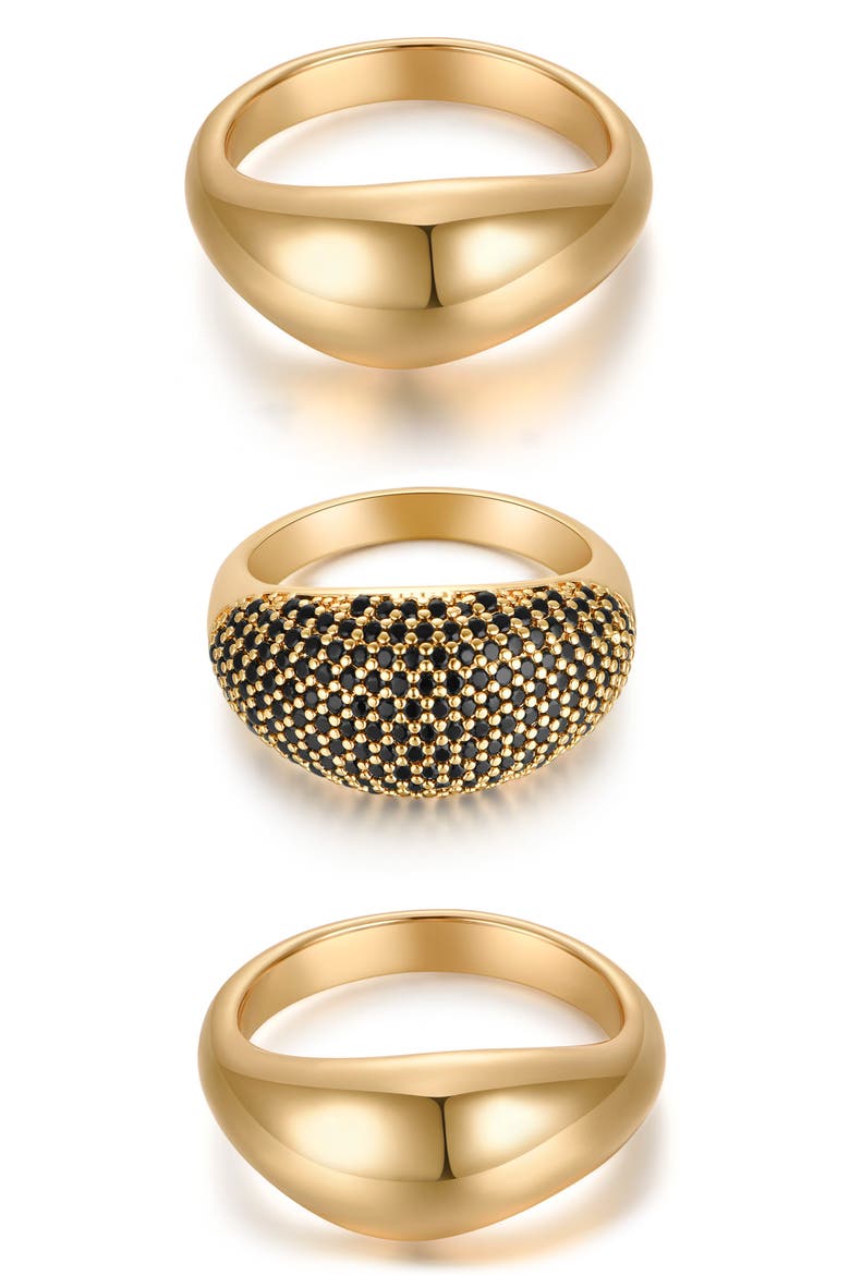 Timeless Glamour Set of 3 Rings, Main, color, BLACK