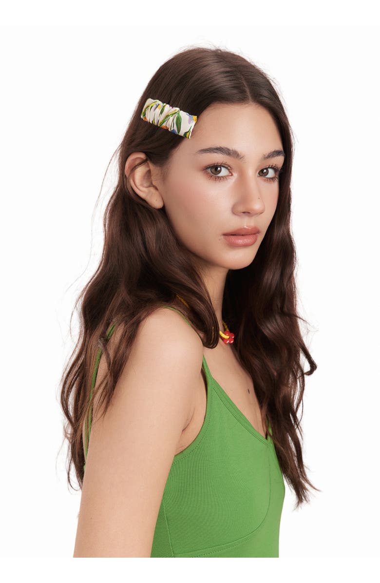 OLAH Tulip Silk Hair Barrette Clip, Alternate, color, Beige