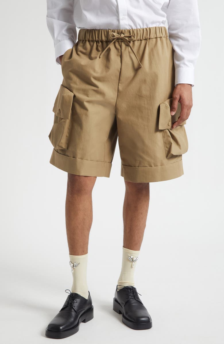 Simone Rocha Drawstring Cargo Shorts, Main, color, Stone
