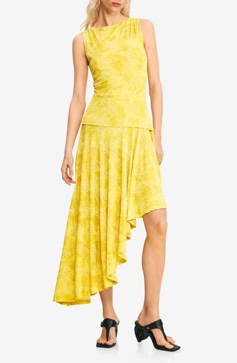 Floral Sleeveless Asymmetric Hem Dress