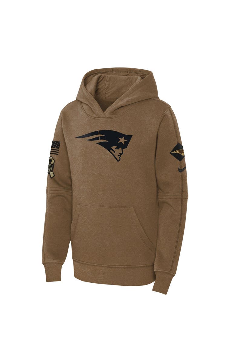 Nike Youth Nike Brown New England Patriots 2023 Salute to Service Club Fleece Pullover Hoodie, Alternate, color,