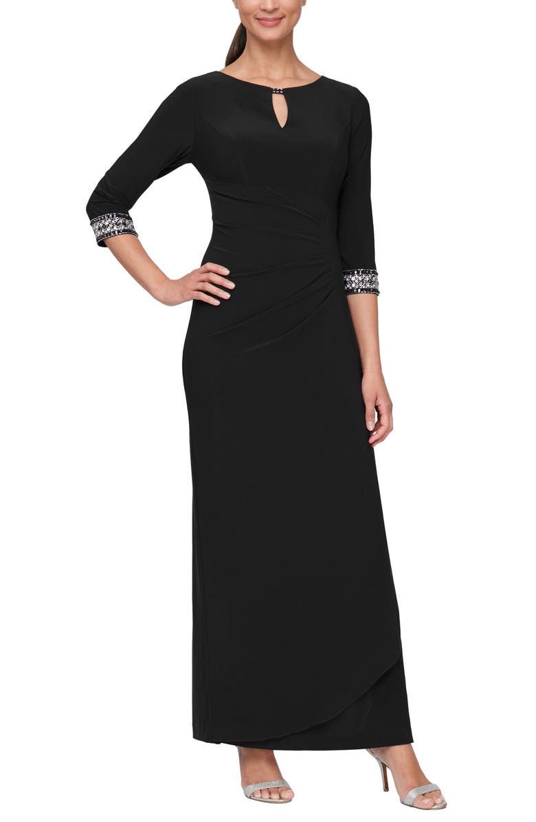 Alex Evenings Jeweled Cuff Column Formal Gown, Main, color, 