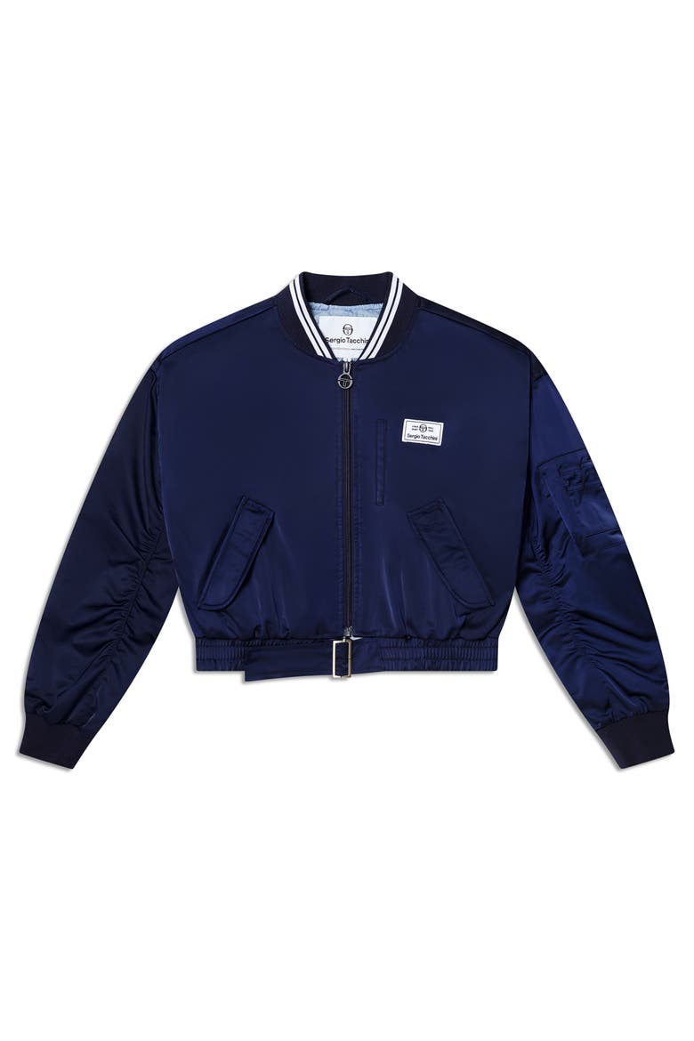Women's Piano Bomber Jacket, Alternate, color, MARITIME BLUE