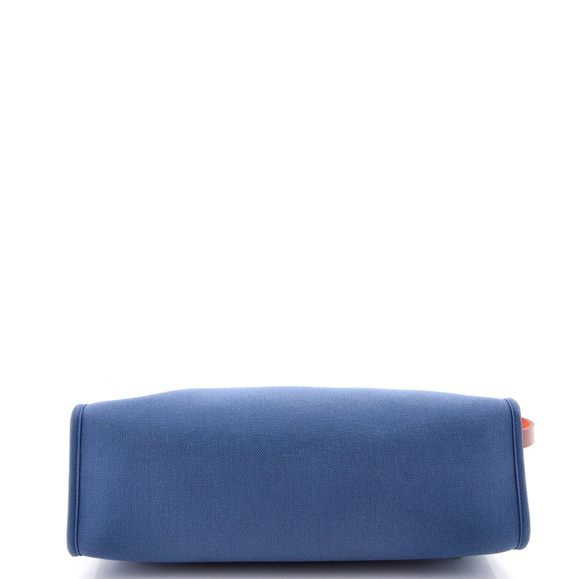 Pre-Owned Hermes Herbag Zip Leather and Toile 31, Alternate, color, Bleu Agate