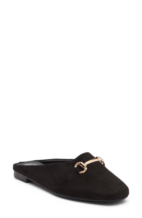 Paisley Faux Suede Flat Mule