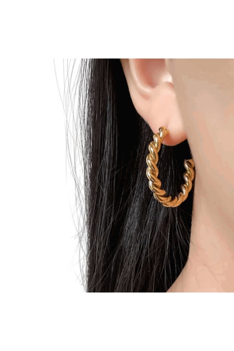 Rope Hoop Earrings Perfect for Any Occasion, Alternate, color, Gold