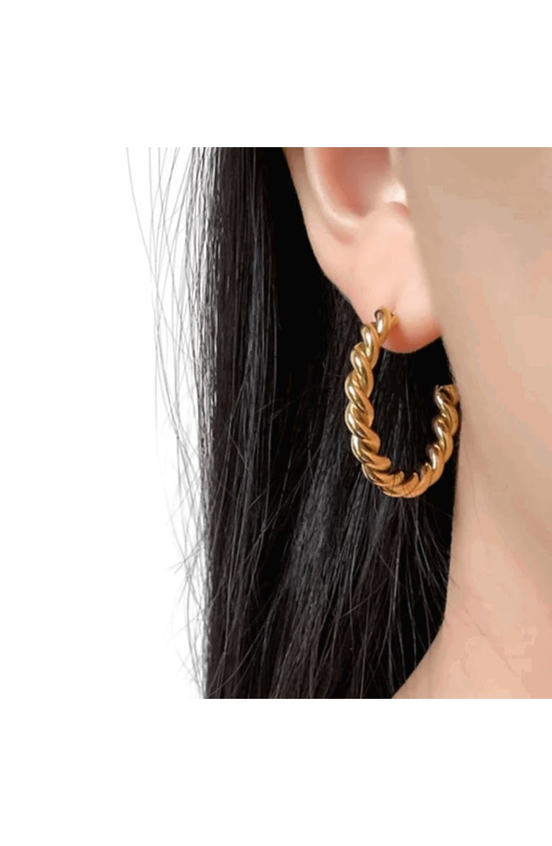 Hollywood Sensation Rope Hoop Earrings Perfect for Any Occasion, Alternate, color, Gold