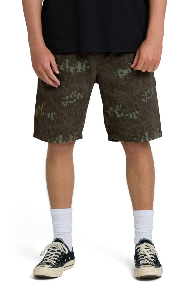 Billabong Bad Dog Camo Elastic Waist Carpenter Shorts, Main, color, 