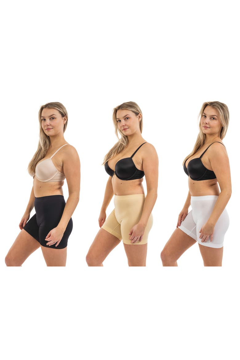 3-Pack Seamless Slip Shorts, Alternate, color, BLACK/ WHITE/ NUDE
