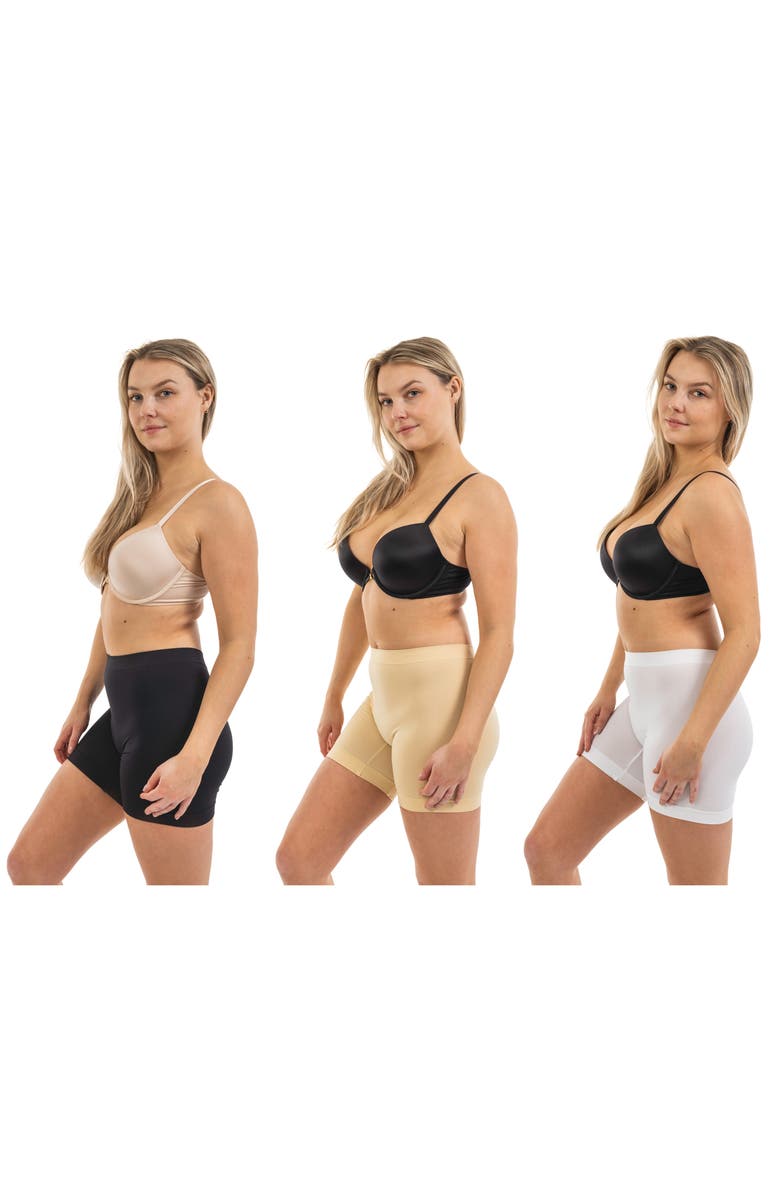 BODY BEAUTIFUL 3-Pack Seamless Slip Shorts, Alternate, color, Black/ White/ Nude