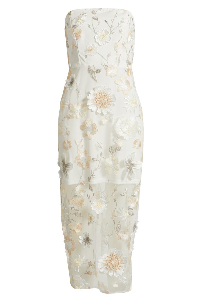 3D Flower Strapless Midi Dress, Alternate, color, WHITE/ CREAM