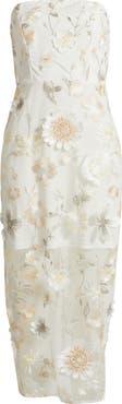 Sam Edelman 3D Flower Strapless Midi Dress