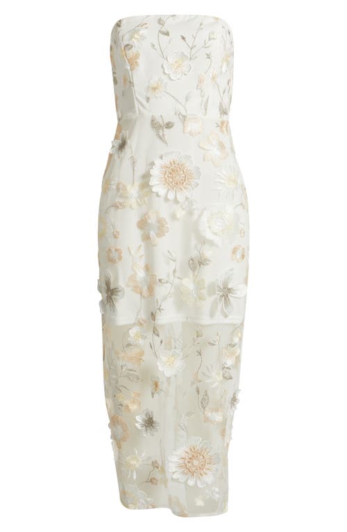 Sam Edelman 3d Flower Strapless Midi Dress In White