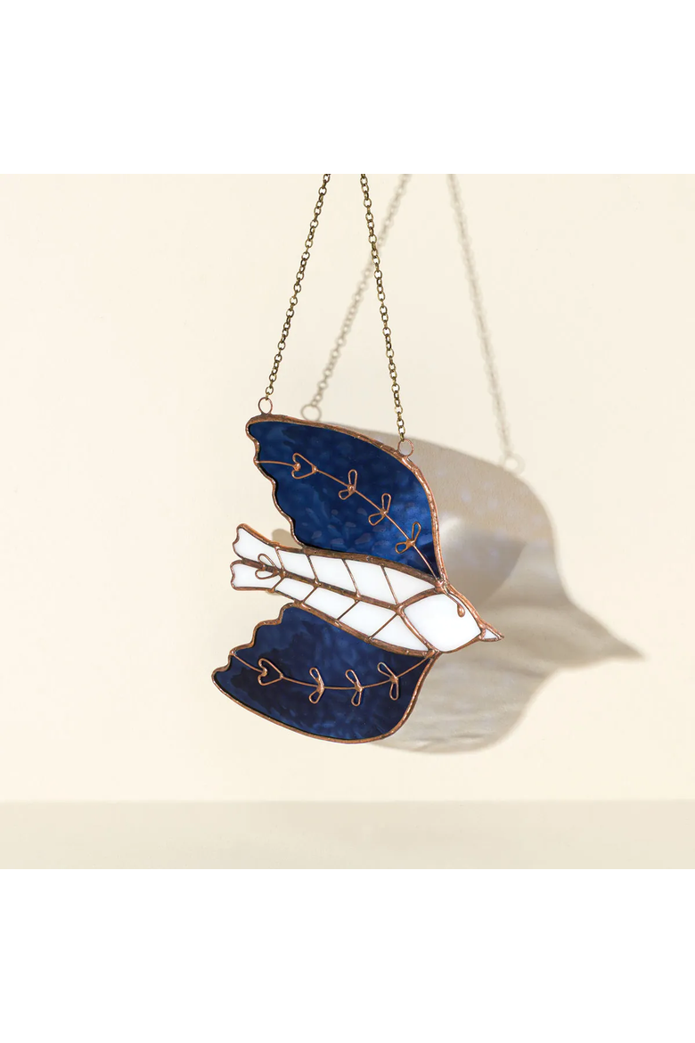 Stained Glass Sparrow Suncatcher by Samara Phillips, Alternate, color, Multi