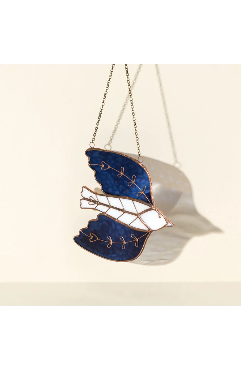 Uncommon Goods Stained Glass Sparrow Suncatcher by Samara Phillips, Alternate, color, Multi