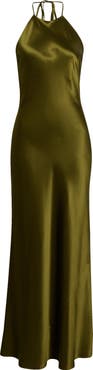 Reformation Jeany Silk Charmeuse Halter Dress