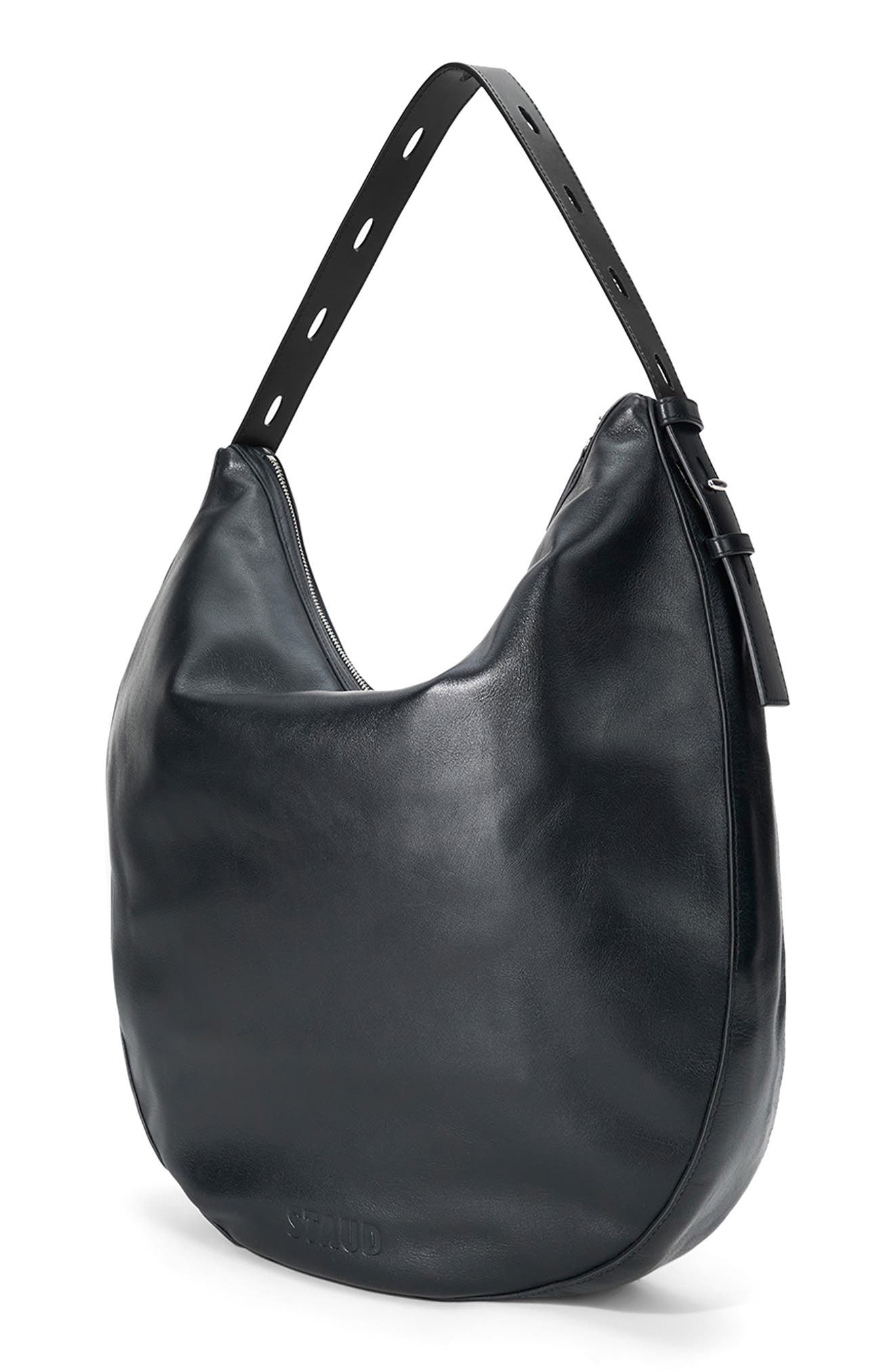 Levi Leather Hobo Bag, Alternate, color, BLACK