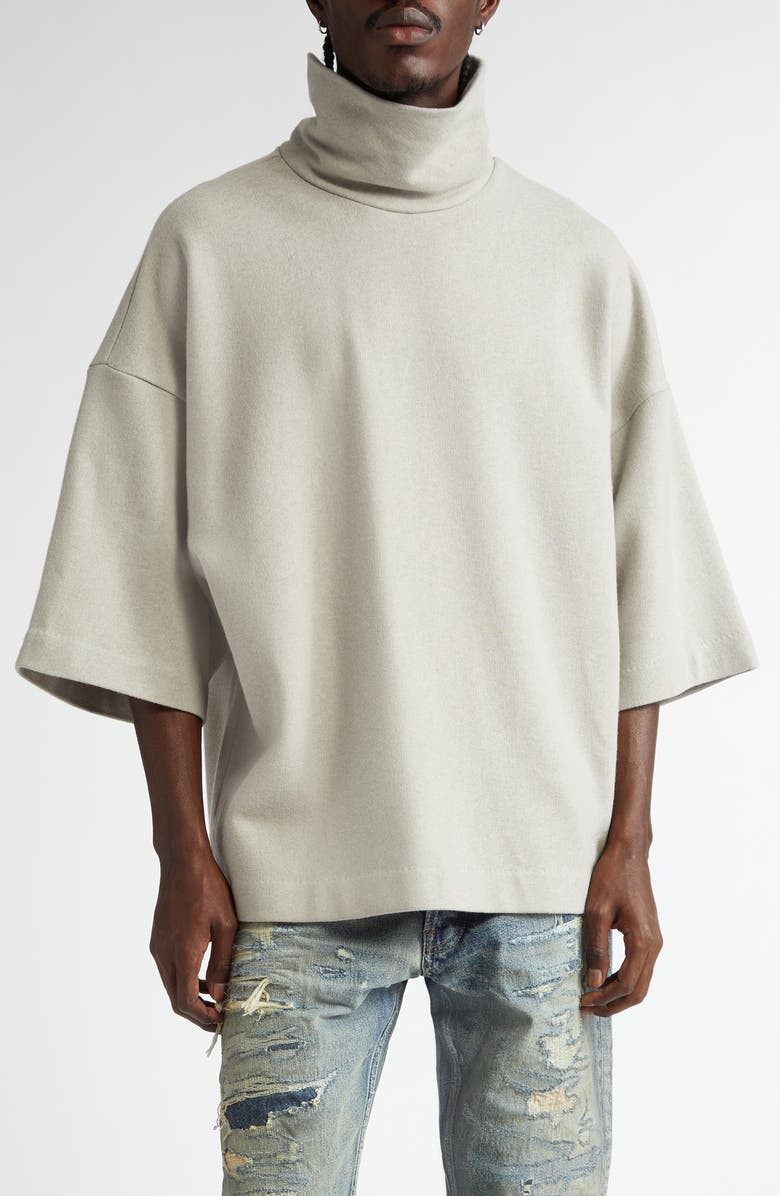 Fear of God Short Sleeve Cotton & Wool Turtleneck T-Shirt, Main, color, 