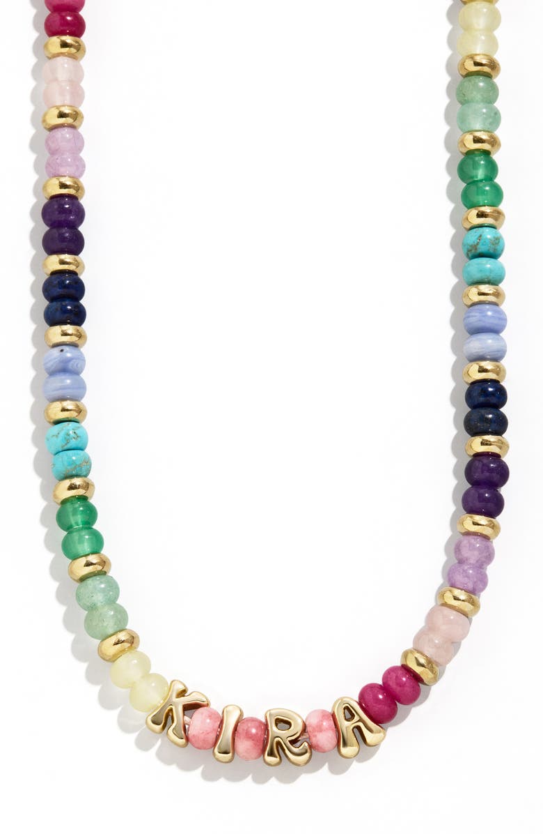 BaubleBar Custom Semiprecious Bubble Necklace, Alternate, color, Gold Multi