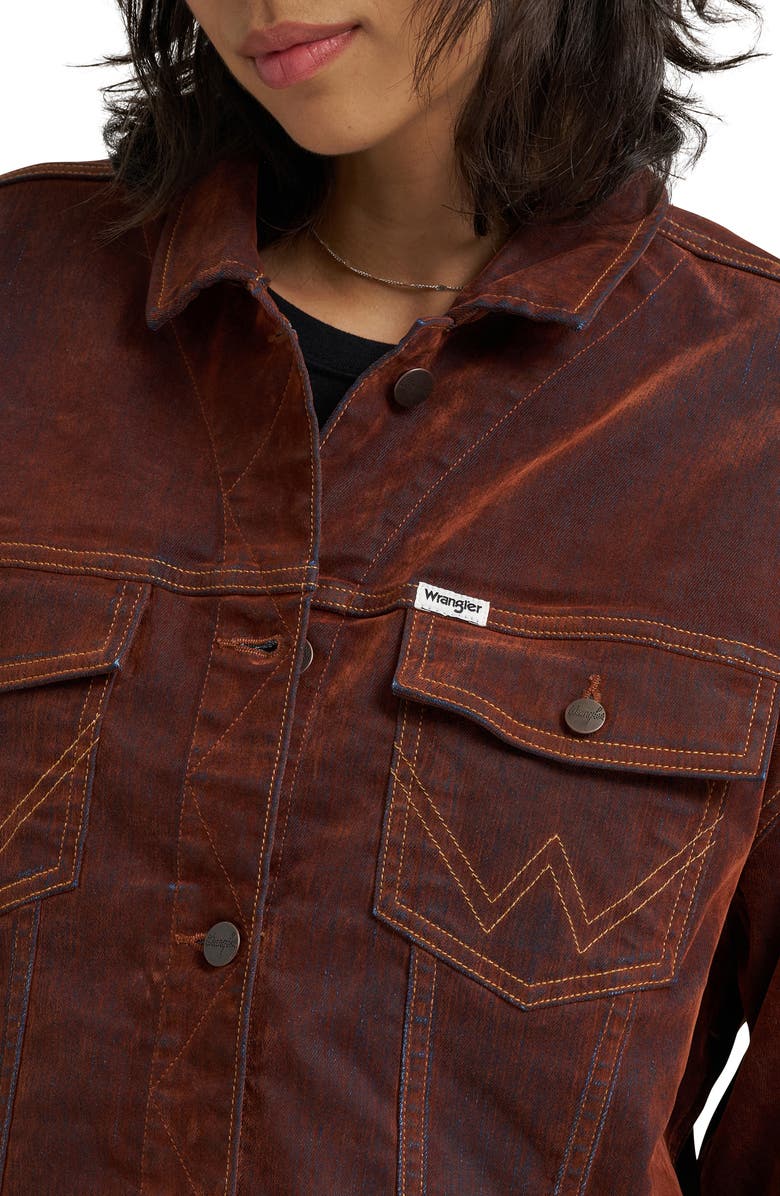 Wrangler Flocked Denim Cowboy Jacket, Alternate, color, Cinnamon Hill