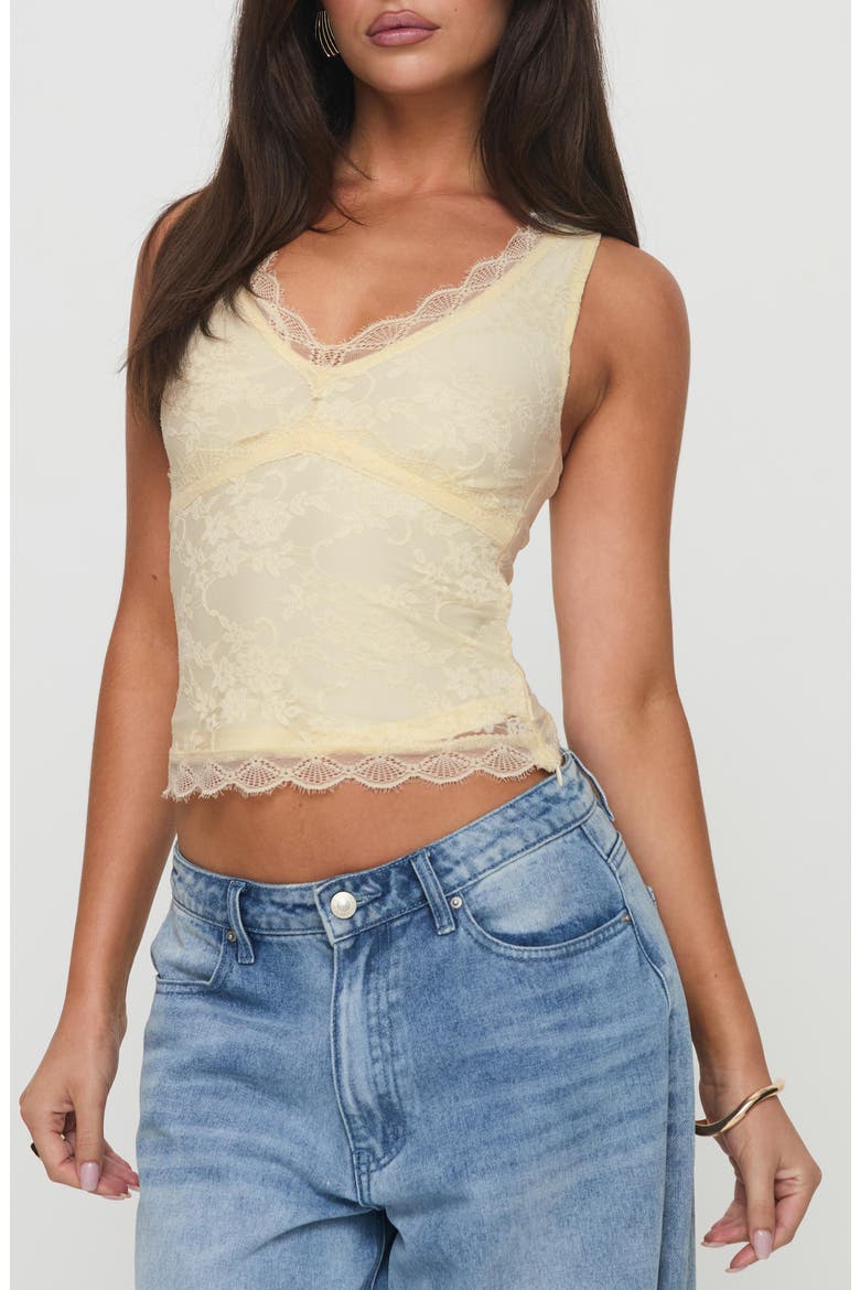 Far Away Lace Overlay Crop Tank, Main, color, YELLOW
