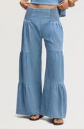 Sam Edelman Smocked Wide Leg Chambray Pants
