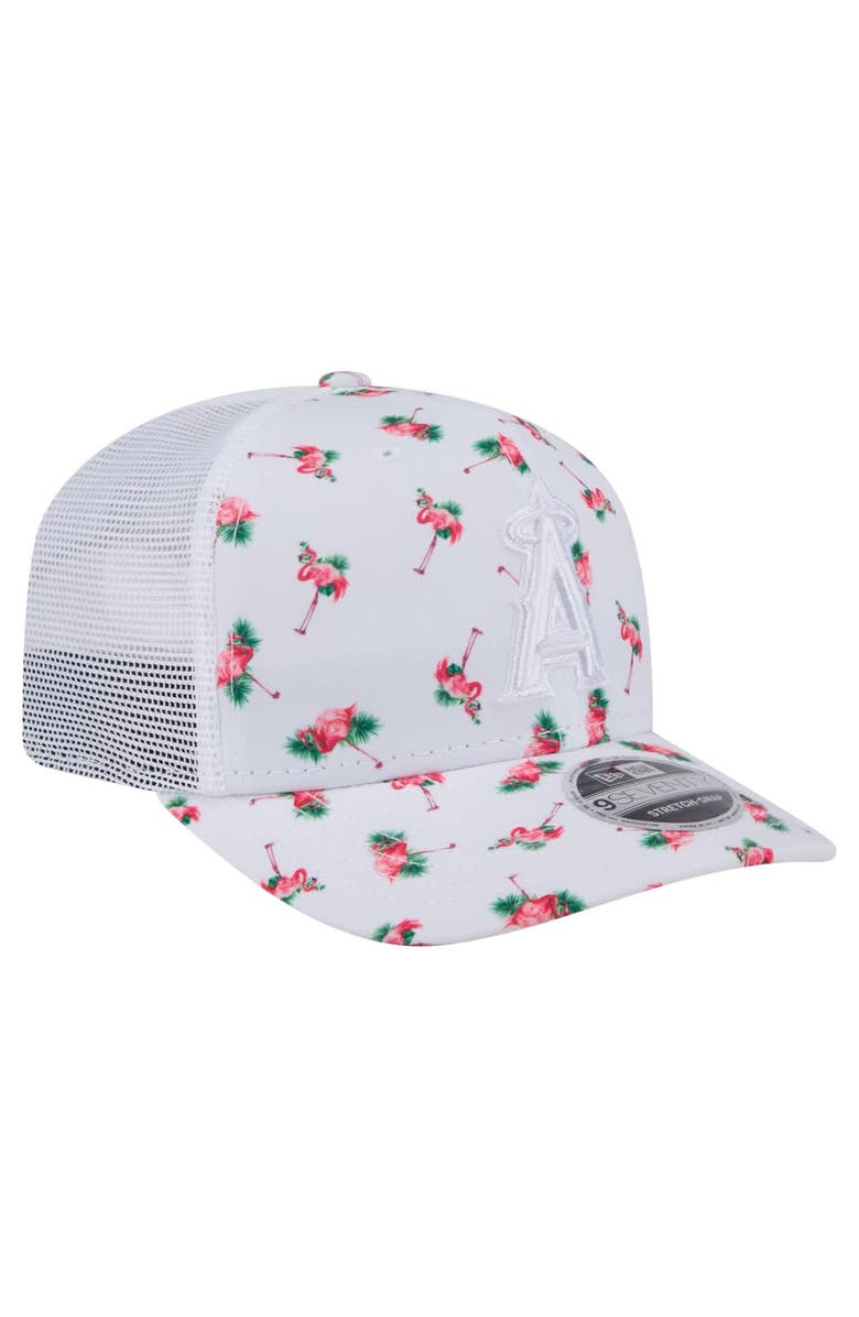 New Era Men's New Era White Los Angeles Angels Flamingo Mesh Back 9SEVENTY Stretch-Snap Hat, Alternate, color, White