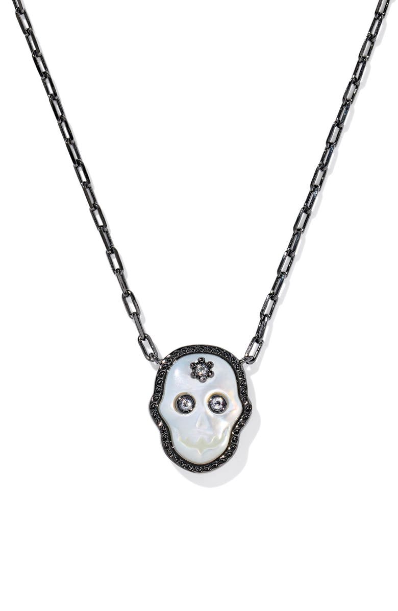 Kendra Scott Skeleton Pendant Necklace, Main, color, Gunmetal Ivory Mother Of Pearl