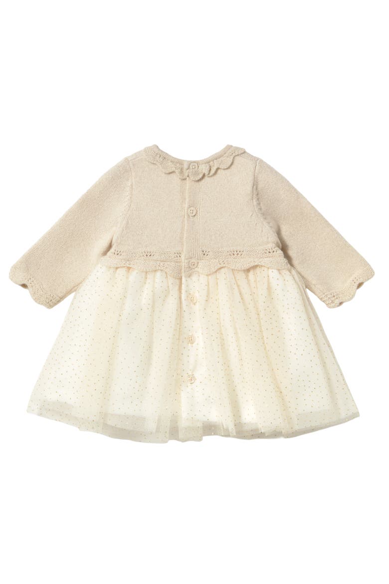 Tricot & Tulle Dress, Alternate, color, Beige