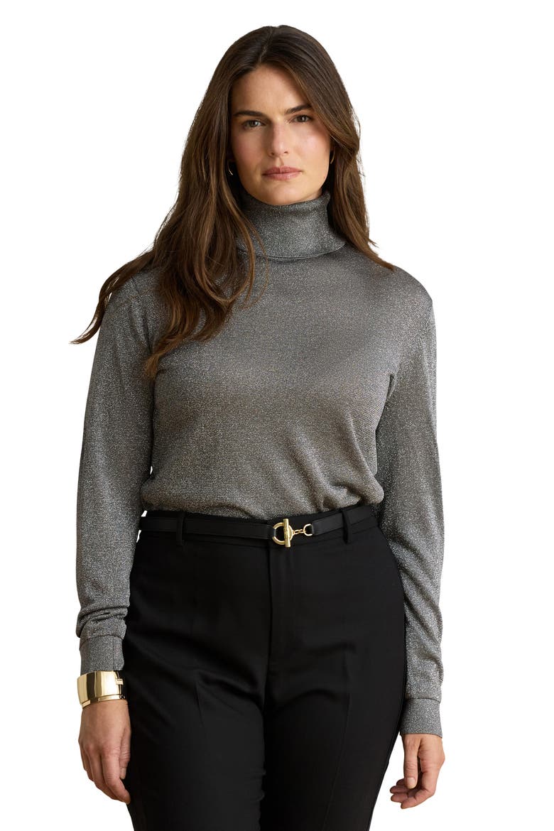 Metallic Turtleneck Sweater, Alternate, color, BLACK/ MULTI
