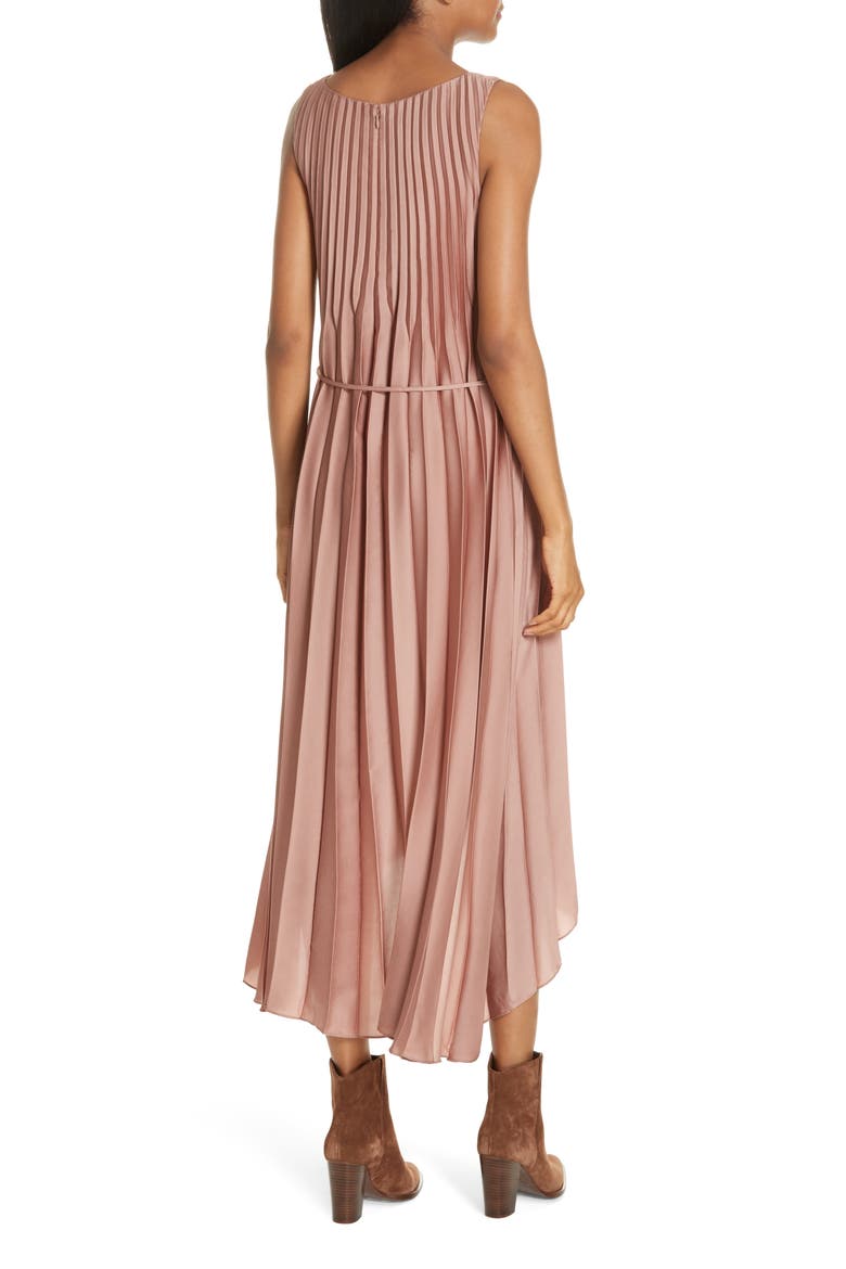 Chevron Pleat Midi Dress, Alternate, color, VINTAGE ROSE