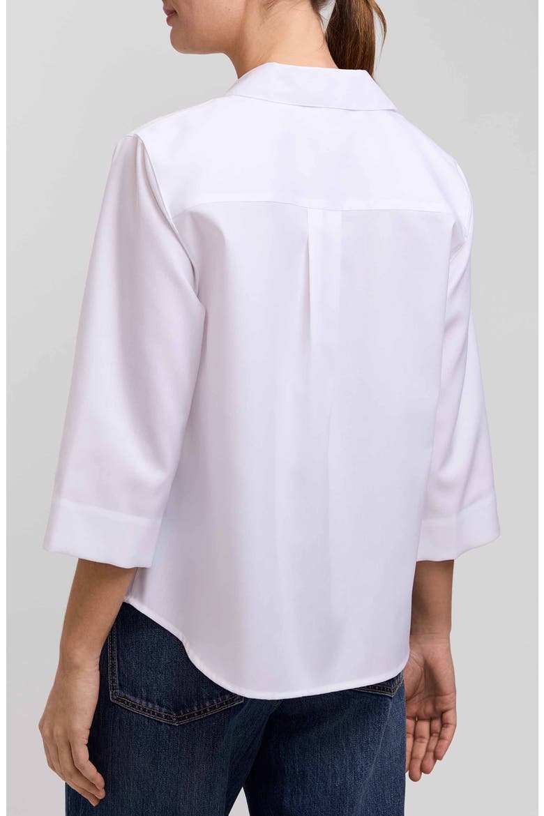Cleo 34 Pleated Cotton Blend Shirt, Alternate, color, WHITE