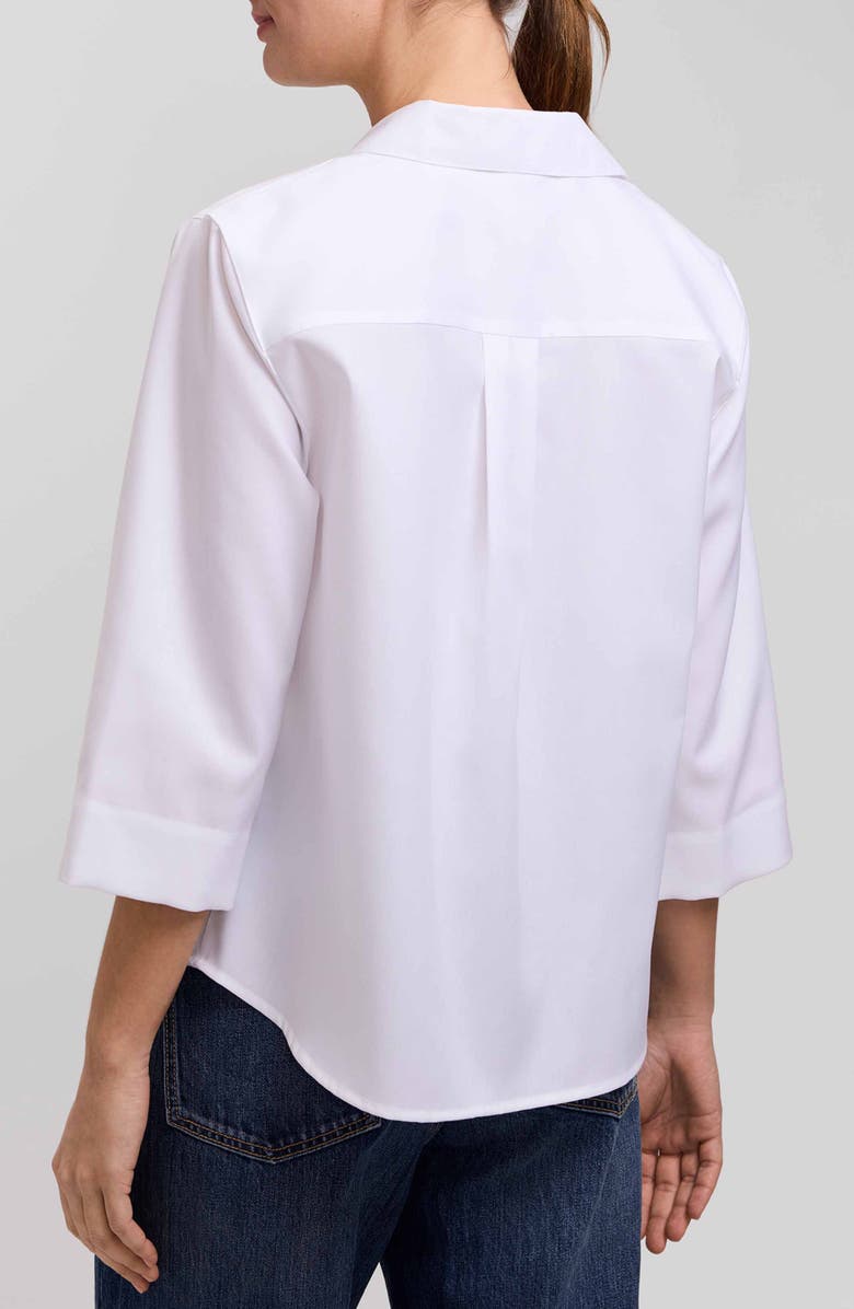 Foxcroft Cleo 34 Pleated Cotton Blend Shirt, Alternate, color, White