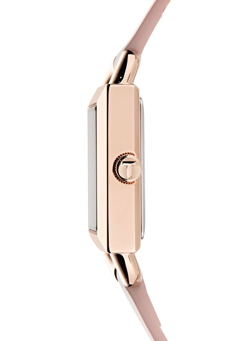 Square Leather Strap Watch, Alternate, color, PINK