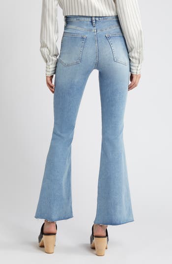Le Easy Raw Hem Mid Rise Flare Jeans