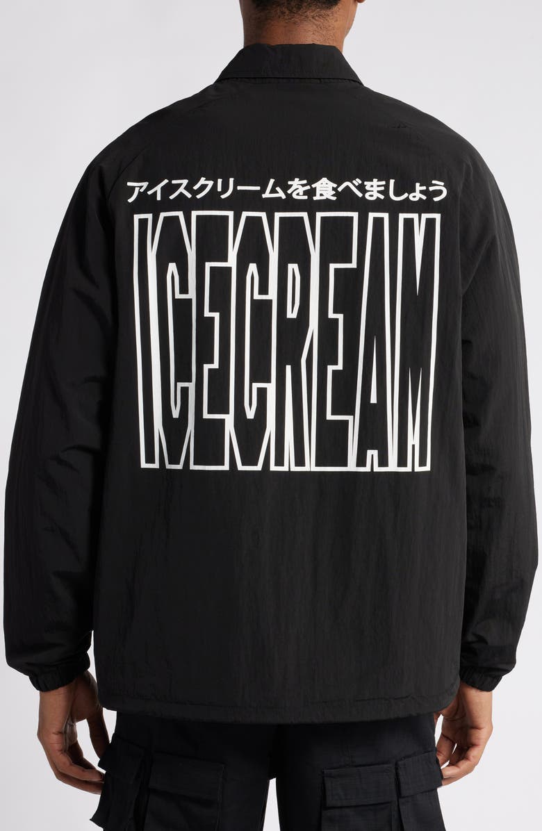 ICECREAM Flourish Nylon Coach's Jacket, Alternate, color, Black